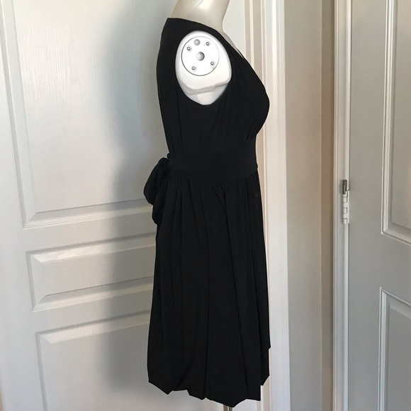 LOFT BLACK STRETCH WAIST TIE SLEEVELESS DRESS - Picture 3 of 5